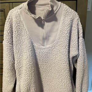 American Eagle Outfitters Lavender Sherpa Half-Zip Pullover